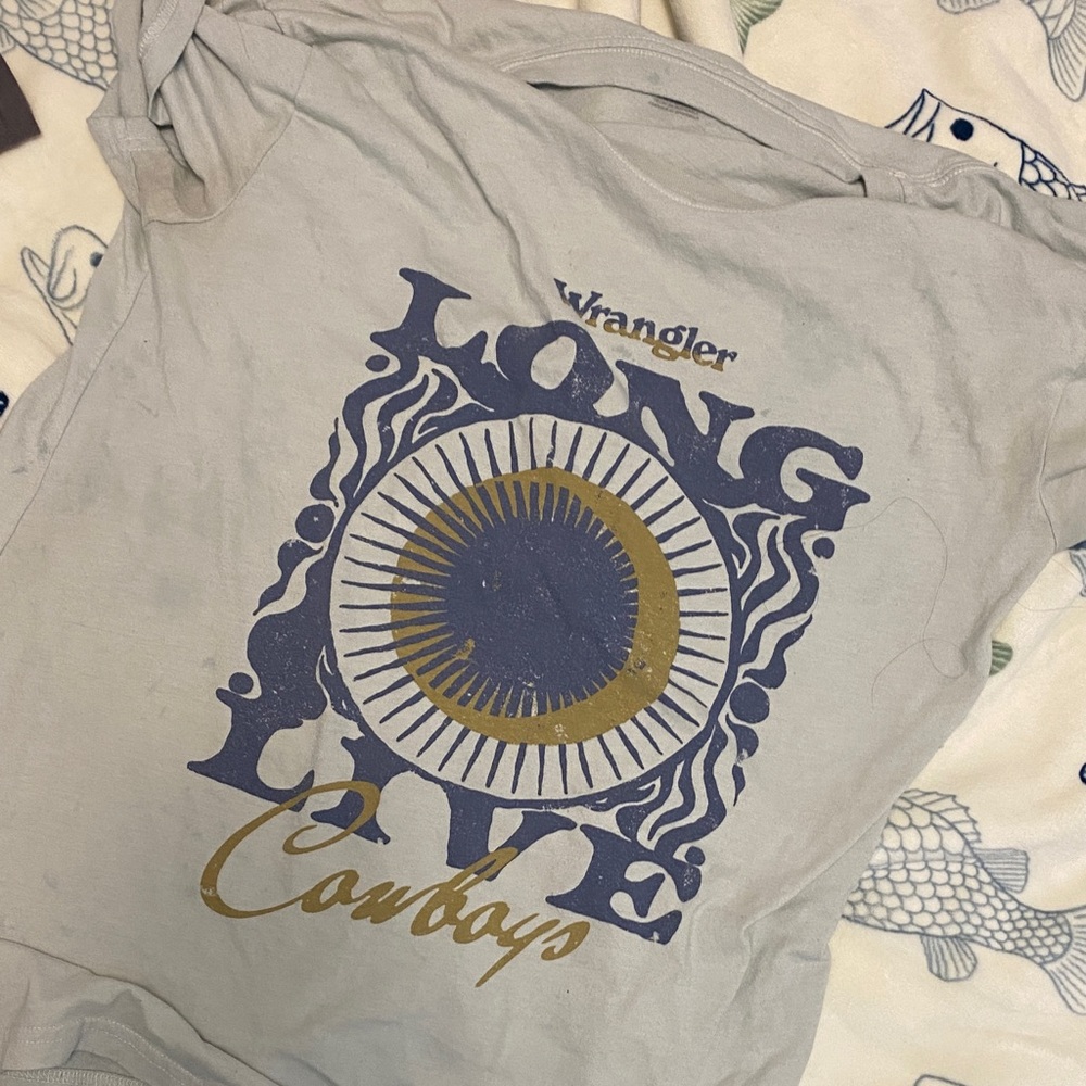 Wrangler Long Live Cowboys Tee - Blue and Gold